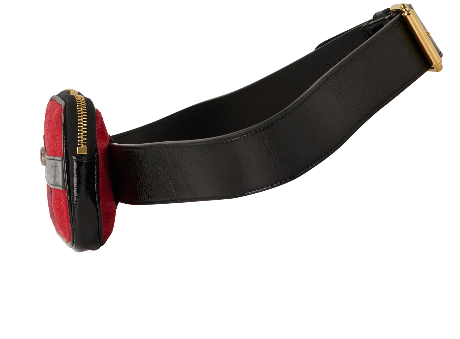 Ophidia Belt Bag, &pound;450, Handbags, Black/Red, Patent Leather/Suede, Bottom view